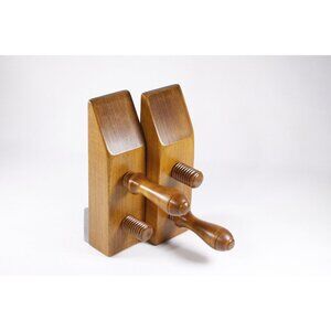 Vintage 1970s Maple wood bookends, MCM Vice book ends, Wooden Book supports,